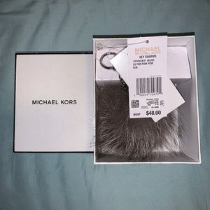Michael Kors Large Silver Fur PomPom Keychain